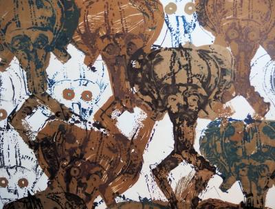 ARMAN - Accumulation de statuettes Kota, Lithographie originale signée 2