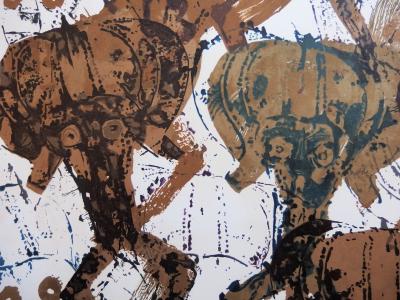 ARMAN - Accumulation de statuettes Kota, Lithographie originale signée 2