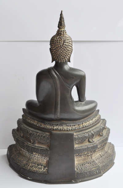 Thaïlande, Bouddha en bronze sur socle, fin du XIXe siècle 2