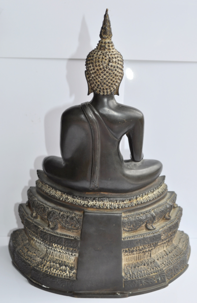 Thaïlande, Bouddha en bronze sur socle, fin du XIXe siècle 2