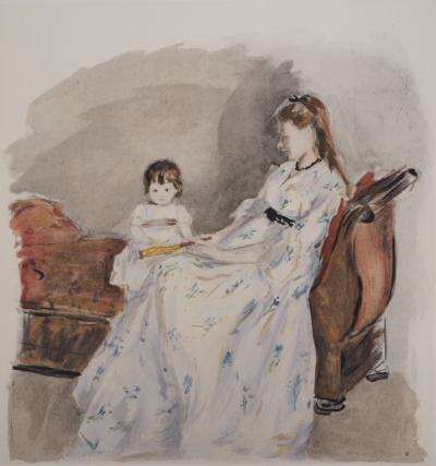 Berthe MORISOT (d’après) : Mère et Fille - Lithographie, Signé 1946 2