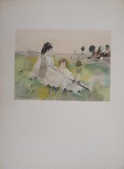 Berthe MORISOT (d’après) : Mère et fille au parc, 1946 - Lithographie signée 2