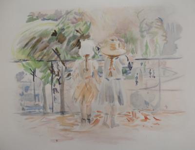 Berthe MORISOT (nachher): Zwei kleine Mädchen im Tuileriengarten, 1946 - Lithographie 2