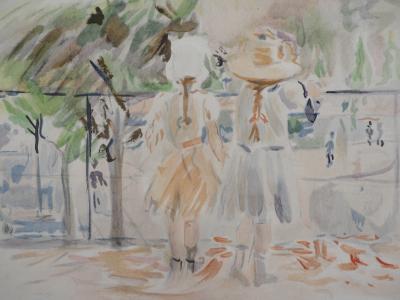 Berthe MORISOT (nachher): Zwei kleine Mädchen im Tuileriengarten, 1946 - Lithographie 2