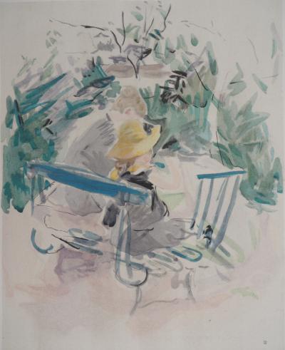 Berthe MORISOT (d’après) : Sur un banc - Lithographie, Signée 1946 2