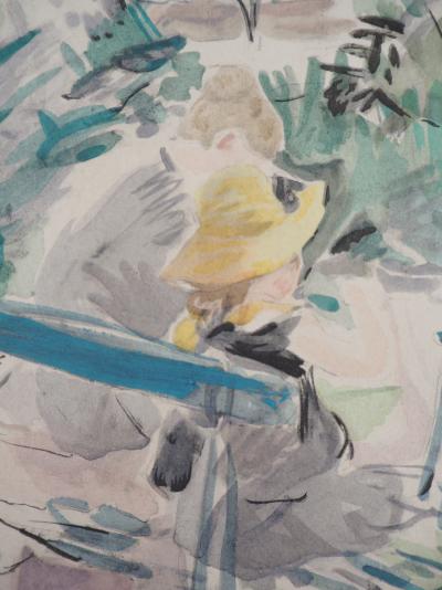 Berthe MORISOT (d’après) : Sur un banc - Lithographie, Signée 1946 2