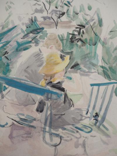 Berthe MORISOT (d’après) : Sur un banc - Lithographie, Signée 1946 2