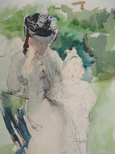 Berthe MORISOT (d’après) : Mère et petite fille - Lithographie, Signée 1946 2