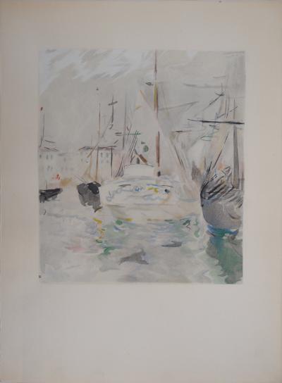 Berthe MORISOT (d’après) : Voiliers à Saint Tropez - Lithographie, Signée 1946 2