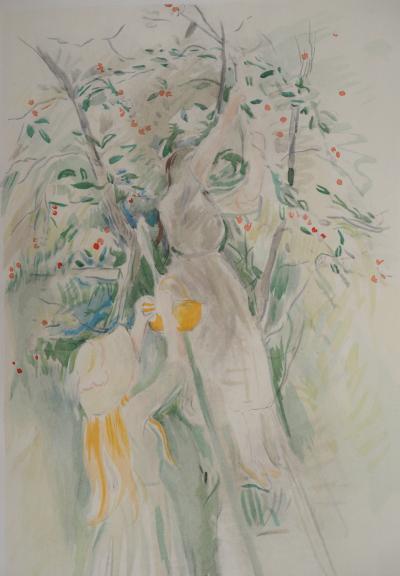 Berthe MORISOT (d’après) : Jeunes filles cueillant des cerises - Lithographie, Signée 1946 2