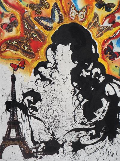 Salvador DALI : Paris - Lithographie originale signée SNCF, Suite Papillon 2