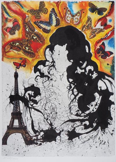 Salvador DALI : Paris - Lithographie originale signée SNCF, Suite Papillon 2