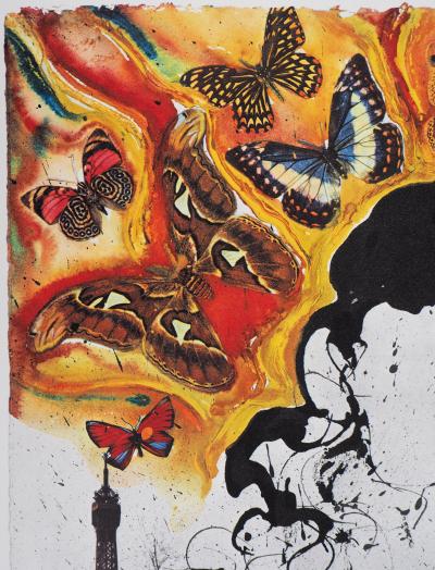 Salvador DALI : Paris - Lithographie originale signée SNCF, Suite Papillon 2