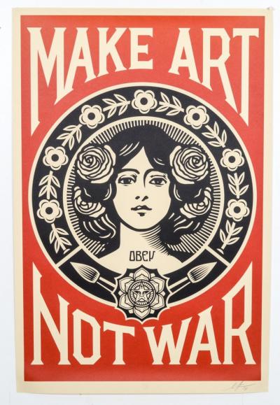 Shepard Fairey (Obey) - Make Art Not War, 2021 - Ltographie Signée au crayon