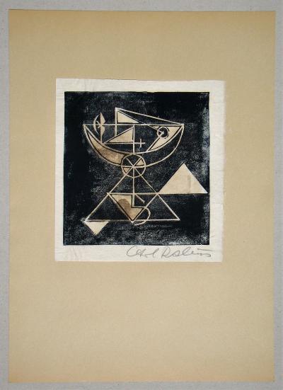 Carl RABUS - Composition pour Art Abstarit, 1953 - Gravure sur bois signée au crayon 2