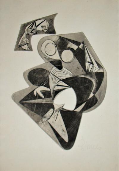 René MELS - Composition pour Art Abstrait - Gravure originale signée au crayon 2