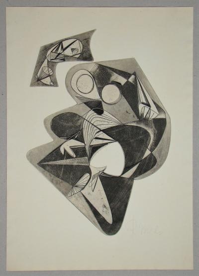 René MELS - Composition pour Art Abstrait - Gravure originale signée au crayon 2