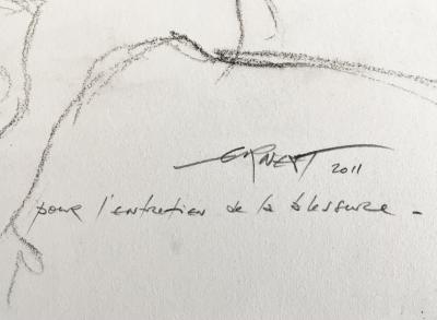Ernest PIGNON-ERNEST - Portrait de Marcel Proust, 2011, Dessin original à la pierre noire signé 2
