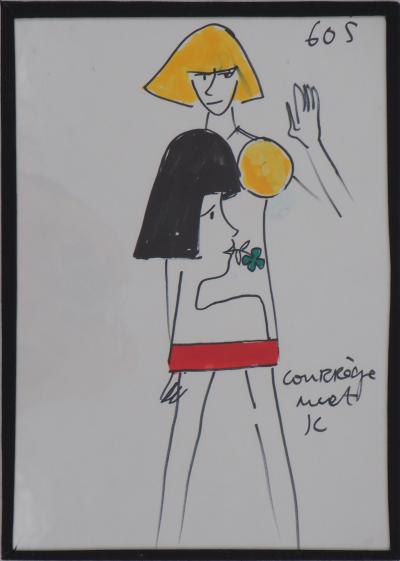 Jean-Charles de CASTELBAJAC - Robe 60s - Dessin original, Signé 2