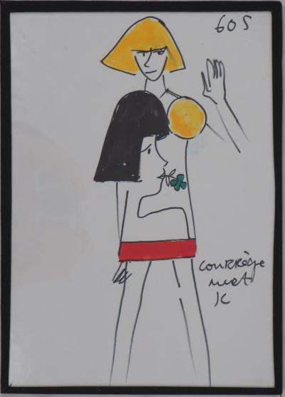 Jean-Charles de CASTELBAJAC - Robe 60s - Dessin original, Signé 2