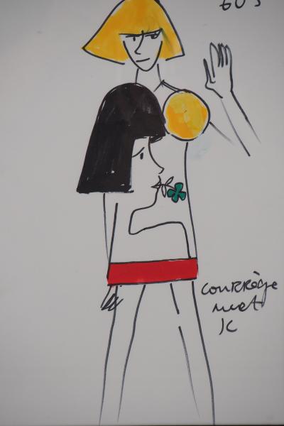 Jean-Charles de CASTELBAJAC - Robe 60s - Dessin original, Signé 2