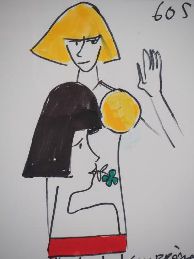 Jean-Charles de CASTELBAJAC - Robe 60s - Dessin original, Signé 2