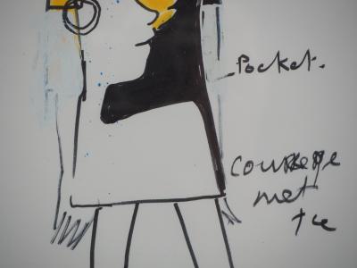 Jean-Charles de CASTELBAJAC - Robe trompe l’oeil - Dessin original, Signé 2