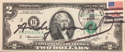 Andy Warhol - Two Dollars Bill, 1976, Billet signé 2