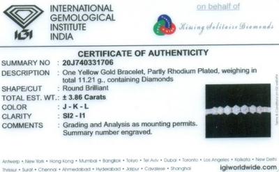 Bracelet en or jaune 14 K / 585 avec diamants certifié IGI 2