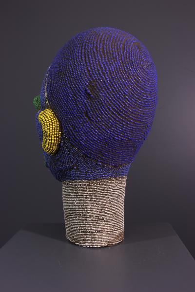 Cameroun, Tête royal perlée Bamiléké contemporain 2