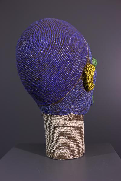 Cameroun, Tête royal perlée Bamiléké contemporain 2