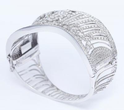 Bracelet de créateur avec diamants en or blanc: certifié IGI 14 K / 585 2