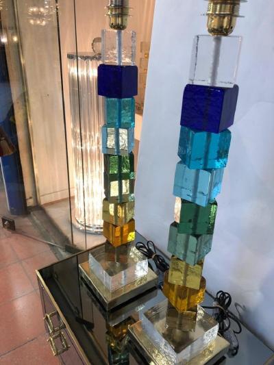 Paire de lampes de table en verre de Murano, 1990 2