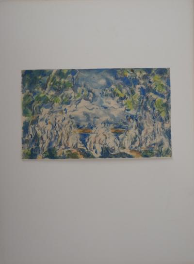 Paul CEZANNE (d’après) : Baigneurs devant une montagne - Lithographie, 1947 2