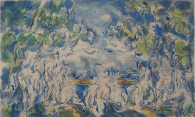 Paul CEZANNE (d’après) : Baigneurs devant une montagne - Lithographie, 1947 2