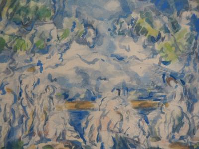 Paul CEZANNE (d’après) : Baigneurs devant une montagne - Lithographie, 1947 2