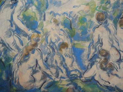 Paul CEZANNE (d’après) : Baigneurs et le lac en forêt - Lithographie, 1947 2
