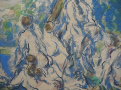 Paul CEZANNE (d’après) : Baigneurs et le lac en forêt - Lithographie, 1947 2