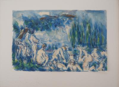 Paul CEZANNE (d’après) : Baigneurs à l’ombre d’un saule - Lithographie, 1947 2