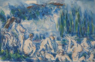 Paul CEZANNE (d’après) : Baigneurs à l’ombre d’un saule - Lithographie, 1947 2