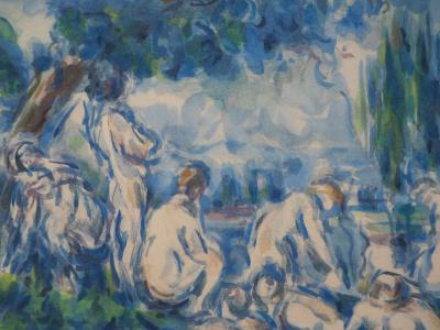 Paul CEZANNE (d’après) : Baigneurs à l’ombre d’un saule - Lithographie, 1947 2
