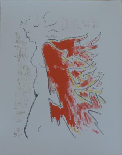 Jean COCTEAU - Figure à la cape rouge, 1954 - Lithographie 2