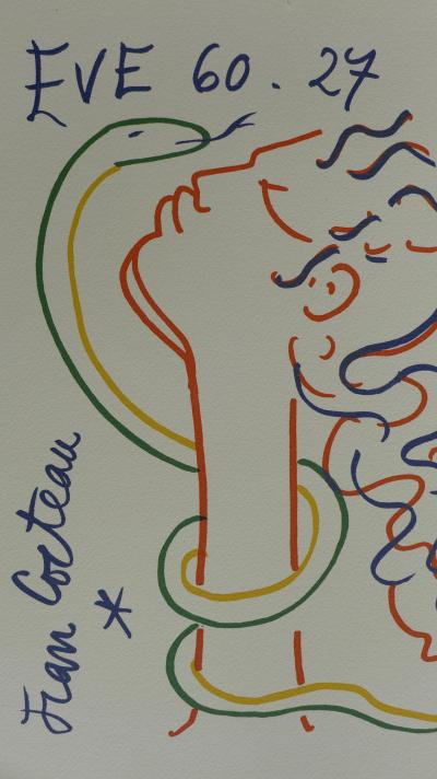 Jean COCTEAU - Eve et le serpent - Lithographie