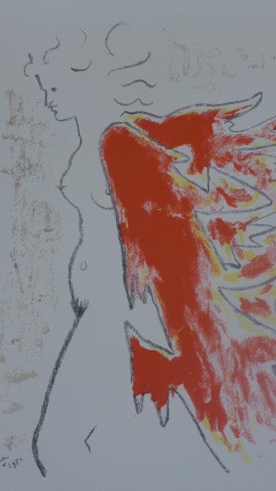 Jean Cocteau - Figure à la cape rouge - Lithographie 2