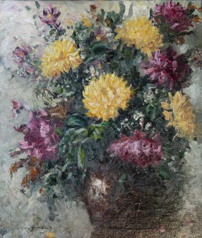 Merio AMEGLIO - Le bouquet, 1947, Huile sur toile 2