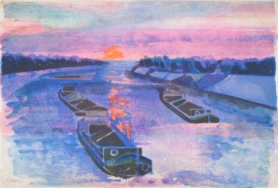 Camille HILAIRE - Hommage à Monet, Impression Soleil Levant - Lithographie originale Signée 2