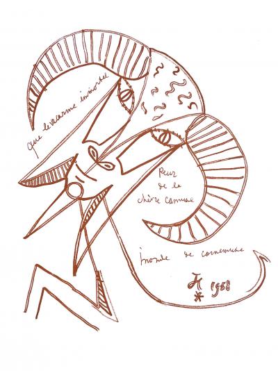 Jean COCTEAU - Vacarme immortel - Lithographie 2