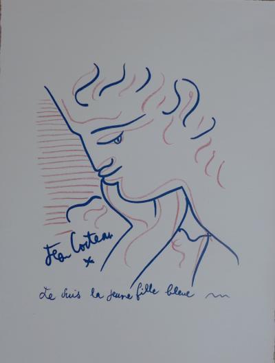 Jean Cocteau - Je suis la jeune fille bleue, 1959 - Lithographie 2