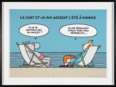 Philippe GELUCK - Le Chat à Knokke - Sérigraphie signée 2