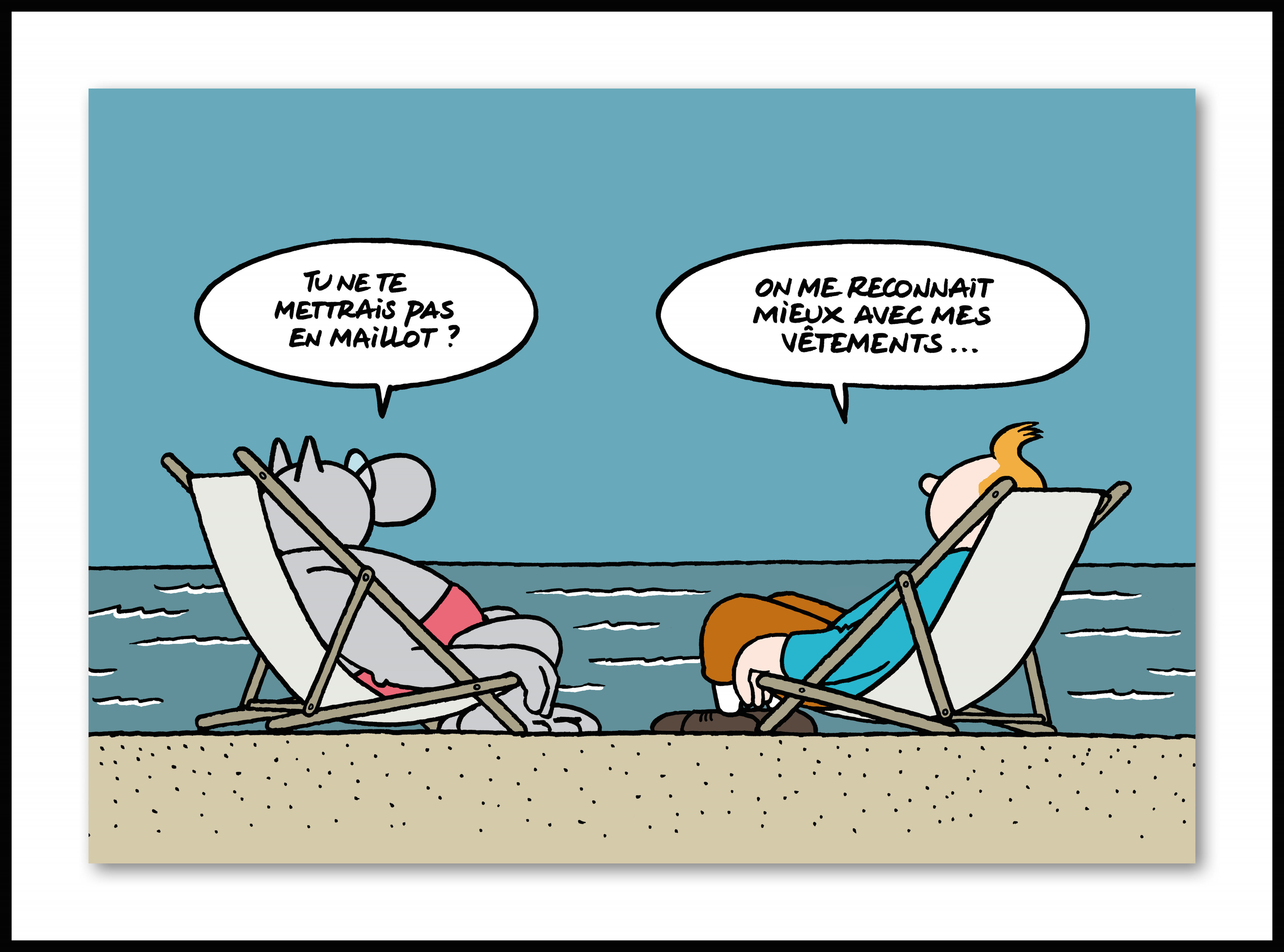 Philippe Geluck Le Chat Et Un Ami A La Mer Serigraphie Signee Bandes Dessinees Plazzart